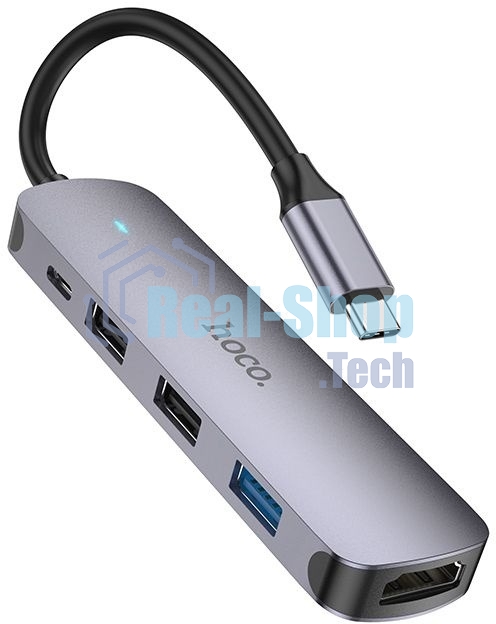 USB-концентратор Hoco HB27, USB Type-C, HDMI/PD/USB 3.0/USB 2.0, USB Type-C