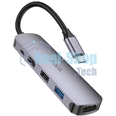 USB-концентратор Hoco HB27, USB Type-C, HDMI/PD/USB 3.0/USB 2.0, USB Type-C