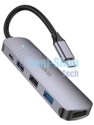 USB-концентратор Hoco HB27, USB Type-C, HDMI/PD/USB 3.0/USB 2.0, USB Type-C