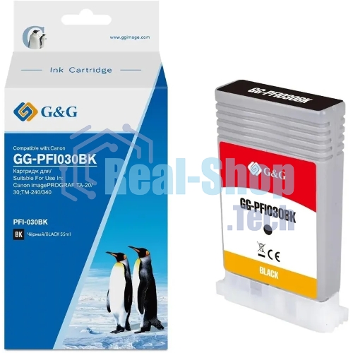 Картридж струйный G&G GG-PFI030BK PFI-030BK черный (55мл) для Canon imagePrograf TA-20/30 TM-240/340