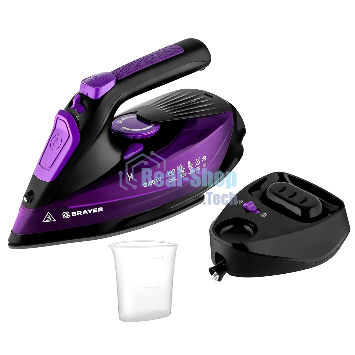 Утюг BRAYER BR4016 фиолетовый/черный, 2400 Вт, 25 г/мин, 140 г/мин, 350 мл