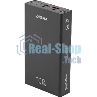 Портативный аккумулятор Digma DGPD100WA 20000mAh QC3.0/PD3.0 100W 5A 2xUSB-A/2xUSB-C черный