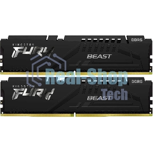 Оперативная память Kingston Fury Beast, DDR5, 32Gb (2x16Gb), 6000MHz, CL36, DIMM, с радиатором, черный