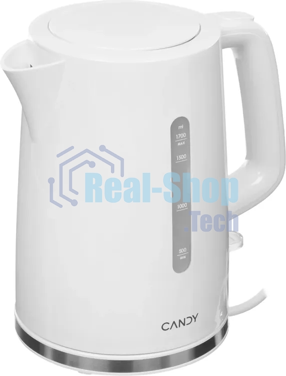 Электрочайник Candy CK-100 белый, 1.7 л, 2200 Вт, скрытый нагревательный элемент