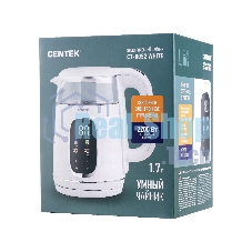 Электрочайник Centek CT-0052 белый, 1.7 л, 2200 Вт, скрытый нагревательный элемент, поддержание температуры