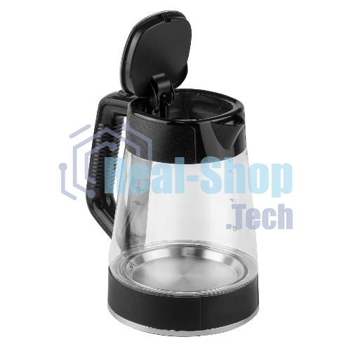 Чайник электрический Centek CT-1014 черный стекло 1.7 л, 2200 Вт, LED, Защита от перегрева, STRIX контроллер