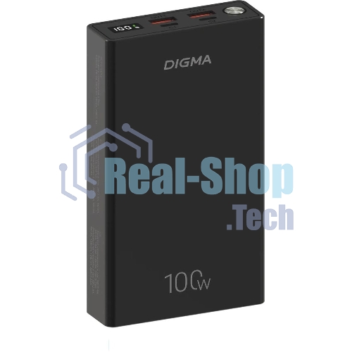 Портативный аккумулятор Digma DGPD100WA 20000mAh QC3.0/PD3.0 100W 5A 2xUSB-A/2xUSB-C черный
