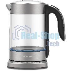 Чайник электрический Rondell RDE-WK888 1.6л. 2200Вт серебристый/прозрачный корпус: стекло