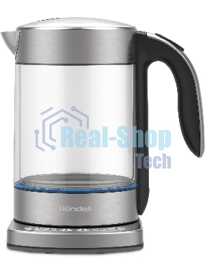 Чайник электрический Rondell RDE-WK888 1.6л. 2200Вт серебристый/прозрачный корпус: стекло