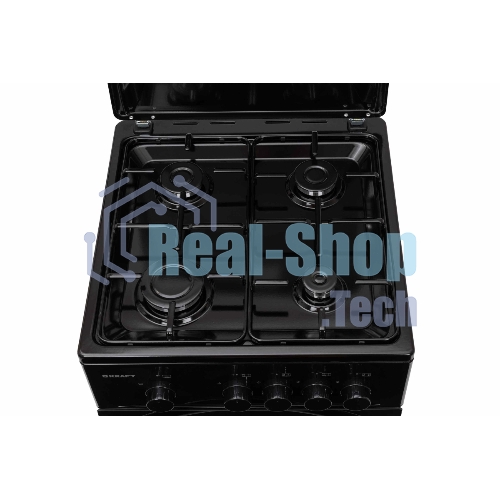Плита газовая Kraft KF-FSK5301GbL черный, конфорок 4 газовых, духовка 58 л, 50 см x 85.5 см x 55.6 см