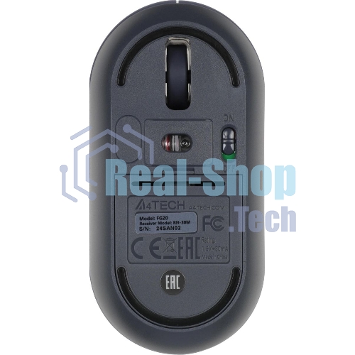 Мышь беспроводная A4Tech Fstyler FG20 пепельный/синий, 2000 dpi, радиоканал, USB, кнопки - 4