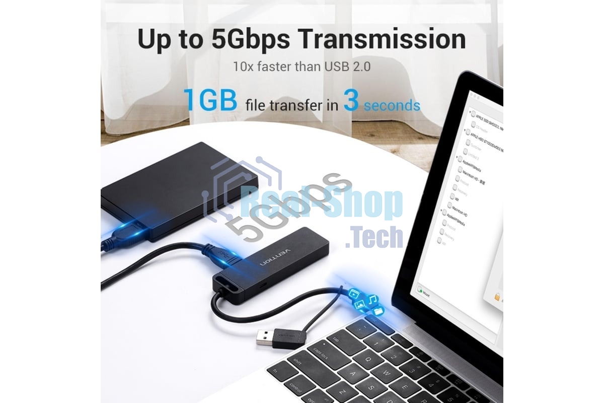 Концентратор Vention CHTBB, USB/USB Type-C, USB, USB
