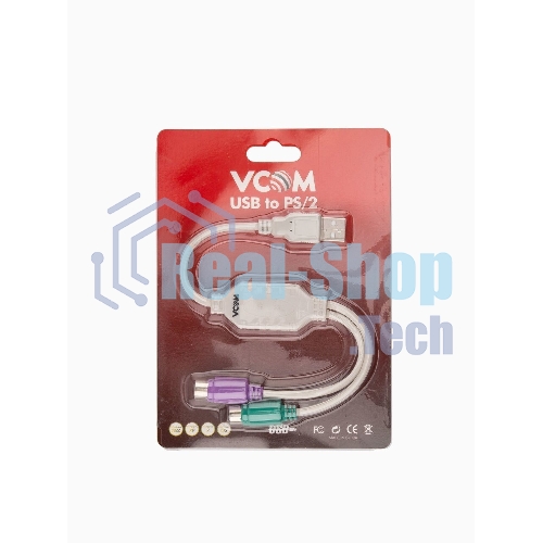 Кабель AM-2xPS/2 0.1м VCOM USB->2xPS/2 (адаптер для подключения PS/2 клавиатуры и мыши к USB порту), VUS7057