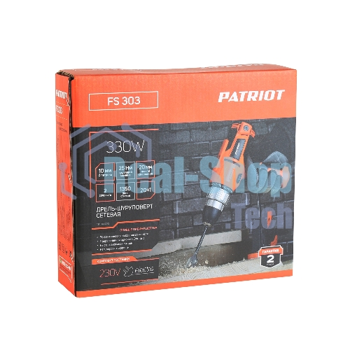 Дрель электрическая ударная PATRIOT FD 900h, 2 скорости, с ударом, мощность 1050Вт, макс.диаметр 16мм, глубиномер + дополнительная ручка