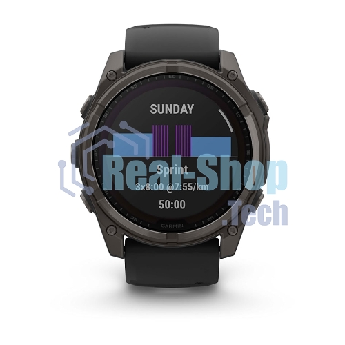 Смарт-часы Garmin Fenix 8 Solar Sapphire титановый угольно-серый DLC, черный 51мм