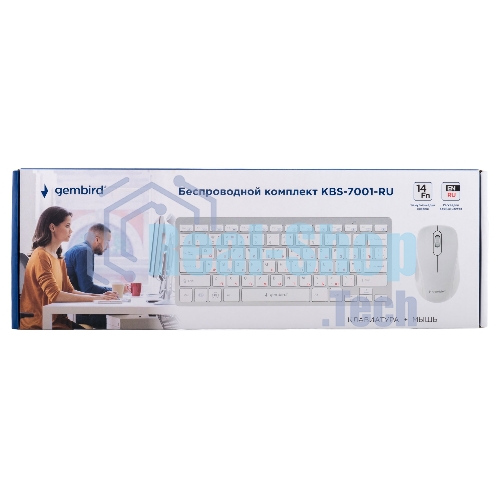 Комплект клавиатура+мышь Gembird KBS-7001-RU беспроводной, USB, 1600 DPI, белый