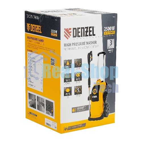 Мойка высокого давления Denzel K 70 Power, 2500 Вт, 180 бар, 600 л/ч, асинх. двиг.