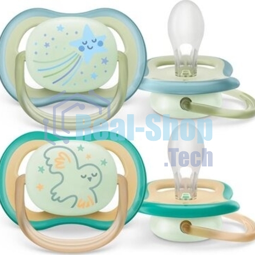 Пустышка Philips Avent ultra air, ночная, звезда/сова, 0-6 мес., 2 шт.
