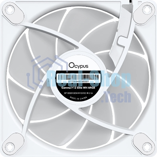 Вентилятор для корпуса Ocypus Gaммa F12 Elite WH ARGB REVERSE BLADE 3 IN 1, 120x120x25мм, 4-PIN PWM, 600-1800 RPM, 26 DBA MAX, HYDRO BEARING