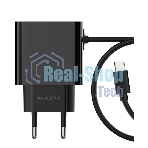 Сетевое зарядное устройство Maxvi CHL-240T 2.4A, with Type-C cable, черный