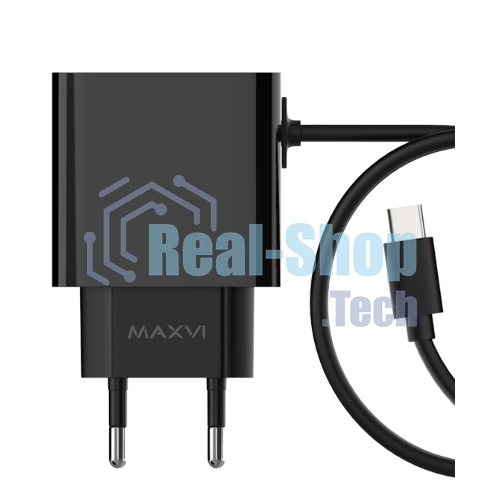 Сетевое зарядное устройство Maxvi CHL-240T 2.4A, with Type-C cable, черный