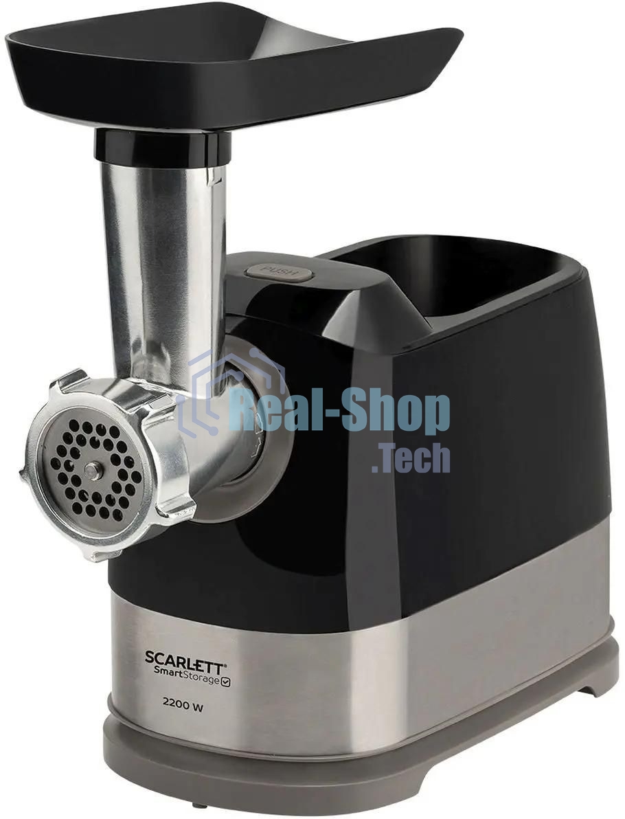 Мясорубка электрическая Scarlett SC-MG45S66 черный, 2200 Вт, 2.5 кг/мин, реверс, защита от перегрузки, насадки - 4