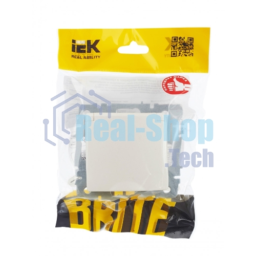 Розетка 1-местная IEK BRITE РСбш10-3-БрЖ с заземлением, с защитными шторками и крышкой, 16А, IP20, жемчуг