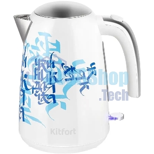 Чайник электрический Kitfort КТ-6772 1.7 л, 2200 Вт, белый/синий корпус: металл/пластик