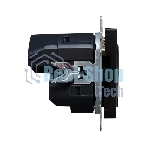 Розетка 1-местная IEK BRITE РЮш10-2-БрЧ (BR-R14-16-U21-D31-K02) с заземлением, с защитными шторками, 16А, с USB A+A 5В 3,1А, черный