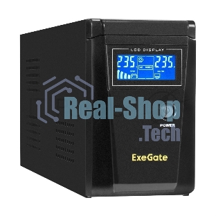 Источник бесперебойного питания (инвертор, синус, для котла) ExeGate SineTower SZ-600.LCD.AVR.1SH <600VA/360W, чистый синусоида, LCD дисплей, AVR, 1*Schuko, линейно-интерактивный, внешняя батарея 12В до 200Ач, Black>