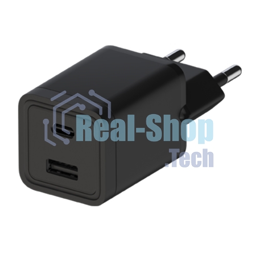 Сетевое зарядное устройство Maxvi A304 Type-C\USB 3A 15W, черный