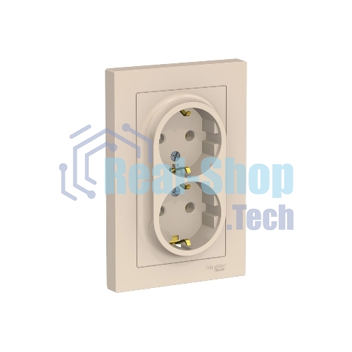 Розетка 2-м AtlasDesign с заземл. 16А в сборе беж. SchE ATN000224