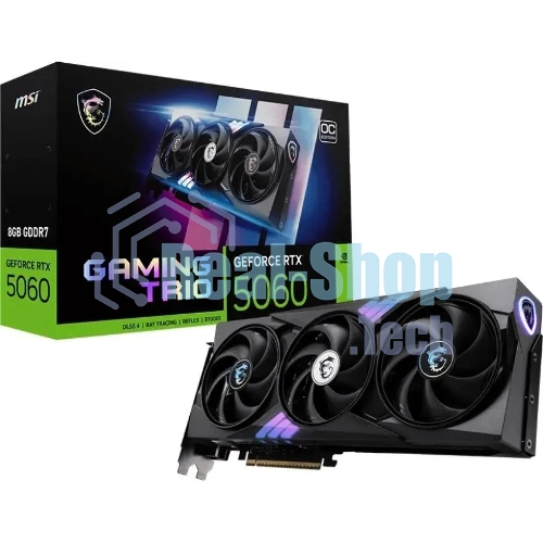 Видеокарта MSI RTX 5060 8G GAMING TRIO OC, NVIDIA RTX 5060, 8Gb, GDDR7, 128 bit, PCI-E 5.0, HDMIx1, DPx3, HDCP, 2640 MHz