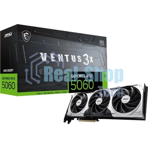 Видеокарта MSI PCI-E 5.0 RTX 5060 8G VENTUS 3X NVIDIA GeForce RTX 5060 8Gb 128bit GDDR6 2602/28000 HDMIx1 DPx3 HDCP Ret