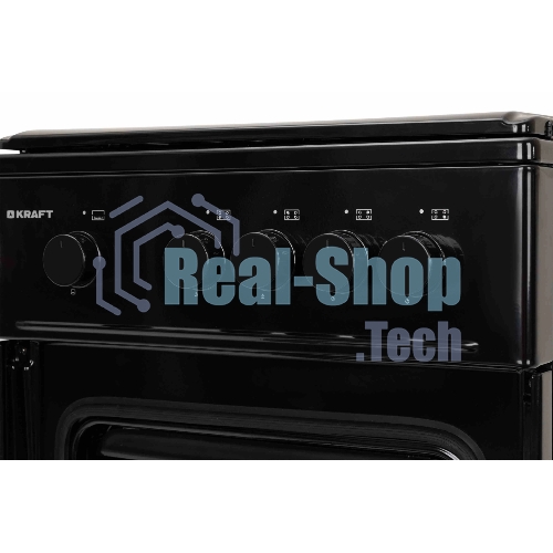 Плита газовая Kraft KF-FSK5301GbL черный, конфорок 4 газовых, духовка 58 л, 50 см x 85.5 см x 55.6 см