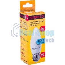 Лампа светодиодная EUROLUX LL-E-C37-6W-230-4K-E27 свеча
