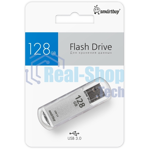 Флешка USB Smartbuy V-Cut Silver (SB128 GbVC-S3), 128Gb, USB 3.0, R/W 75/30, серебристый