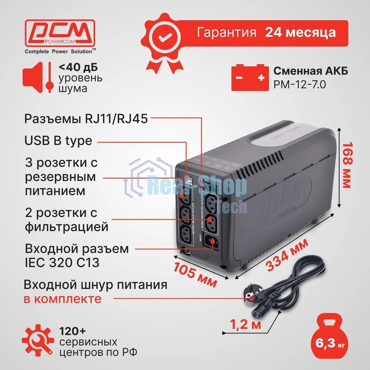 Источник бесперебойного питания Powercom Imperial IMP-625AP 375Вт 625ВА черный