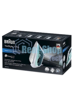 Утюг Braun SI7042GR белый/бирюзовый, 2400 Вт, 50 г/мин, 220 г/мин, 300 мл