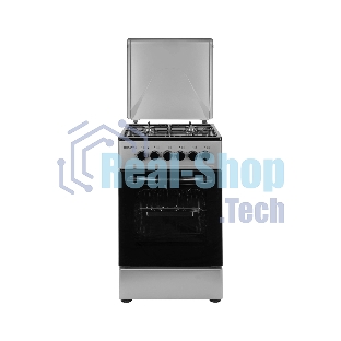 Плита комбинированная Kraft KF-FSK5302ES серый, конфорок 4 газовых, духовка 58 л, 50 см x 85.5 см x 55 см