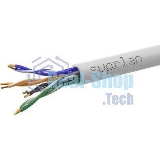 Кабель информационный Suprlan Premium 01-0313-5, cat.5e U/UTP, 4 пары, 24AWG, PVC, внутренний, 305м, серый