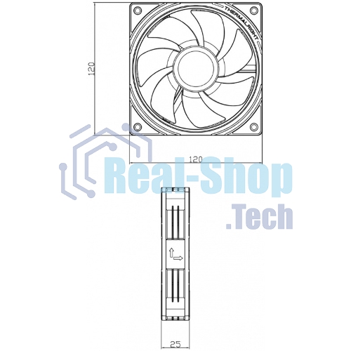 Кулер для корпуса Thermalright TL-S12R Reverse (120x120x25mm, 4-pin PWM, ARGB, 47.6CFM, 23.2dBA, 1500RPM, черный)