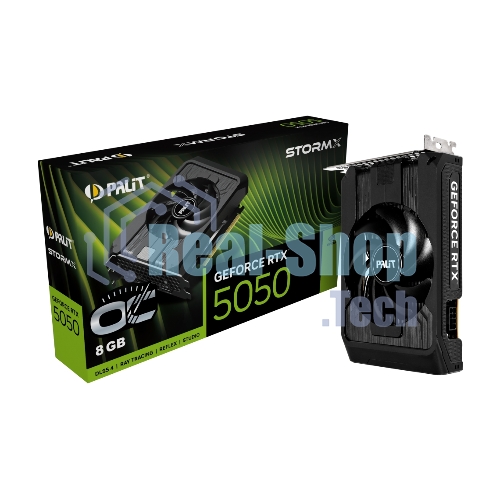 Видеокарта Palit GeForce RTX 5050 StormX OC, NVIDIA RTX 5050, 8 ГБ GDDR6, 128 бит, PCI-e 5.0, 1xHDMI, 3xDP, 2617 МГц