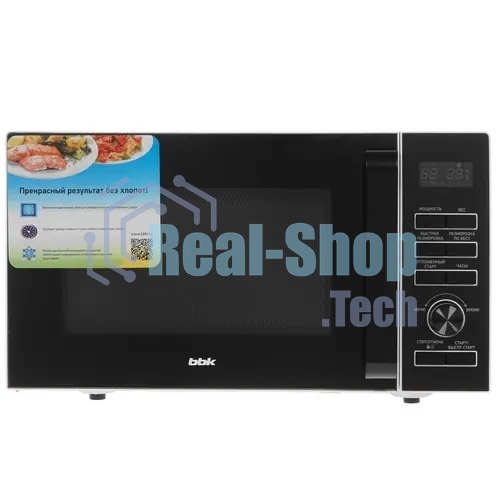 Микроволновая печь BBK 25MWS-970T/WB белый, 25 л, 900 Вт, переключатели - кнопки, поворотный механизм