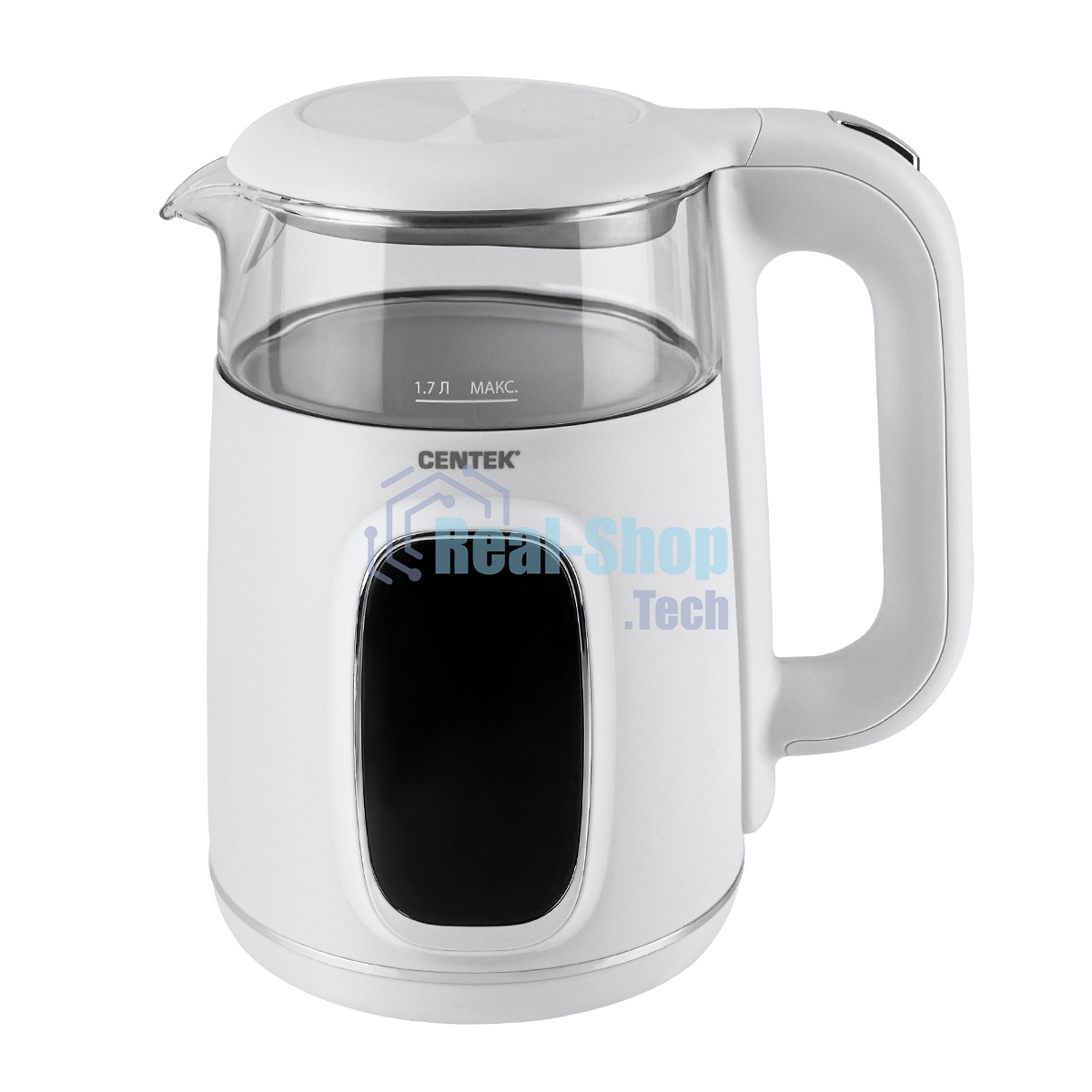 Электрочайник Centek CT-0052 белый, 1.7 л, 2200 Вт, скрытый нагревательный элемент, поддержание температуры