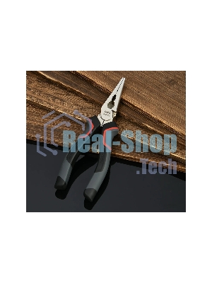Удлиненные плоскогубцы Deli DL0103 160 мм, Cr-V, эксцентриковый шарнир, антикоррозийное покрытие, трехкомпонентная прорезиненная рукоять
