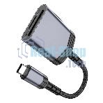 Кард-ридер Hoco UA25/серый/SD/TF/MicroSD/USB Type-C (OTG)/алюминий