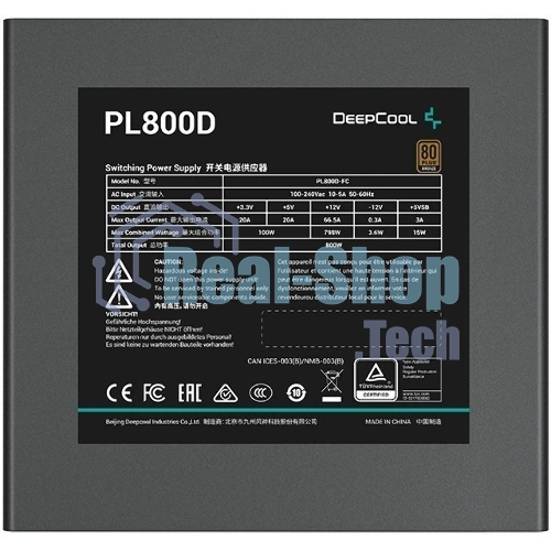Блок питания Deepcool/GamerStorm PL800D (R-PL800D-FC0B-WDEU-V2), 800Вт, 80 PLUS Bronze, 120мм, черный