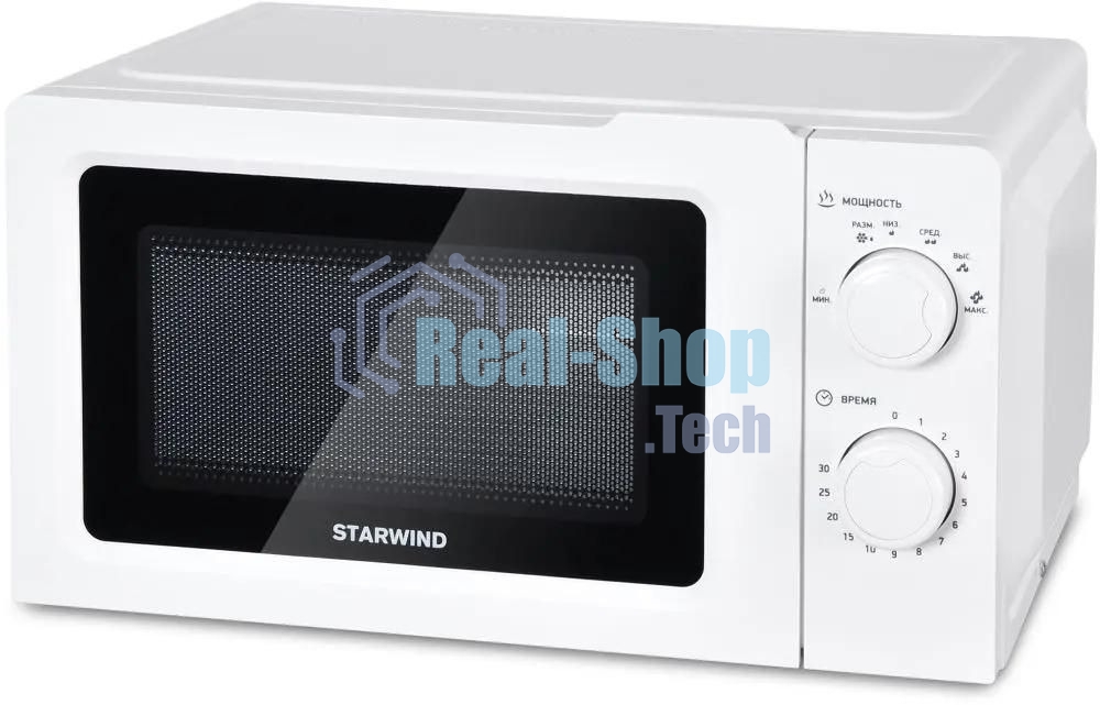 Микроволновая печь Starwind SMW3020 белый, 20 л, 700 Вт, переключатели - поворотный механизм