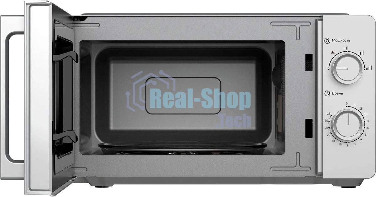 Микроволновая печь OASIS MW-70RS серебристый, 20 л, 700 Вт, переключатели — поворотный механизм